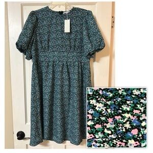 NWT Love Olive Co. Floral Mini Dress Bishop Sleeve Peasant Garden Floral Cottage